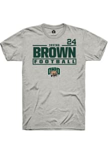 Irving Brown  Ohio Bobcats Ash Rally Football NIL Stacked Box Short Sleeve T Shirt