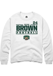 Irving Brown  Rally Ohio Bobcats Mens White Football NIL Stacked Box Long Sleeve Crew Sweatshirt