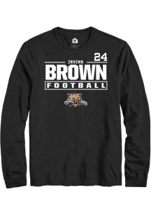 Irving Brown  Ohio Bobcats Black Rally Football NIL Stacked Box Long Sleeve T Shirt