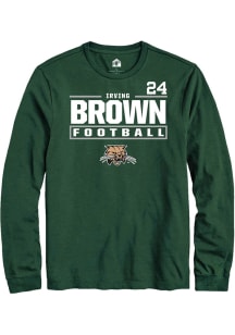 Irving Brown  Ohio Bobcats Green Rally Football NIL Stacked Box Long Sleeve T Shirt