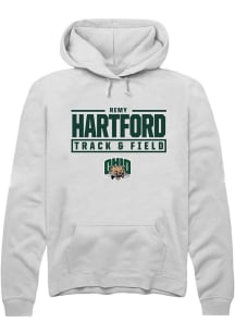 Remy Hartford  Rally Ohio Bobcats Mens White NIL Stacked Box Long Sleeve Hoodie