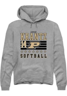 Jensen Krantz  Rally Purdue Boilermakers Mens Grey NIL Striped Long Sleeve Hoodie