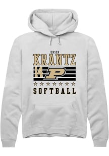 Jensen Krantz  Rally Purdue Boilermakers Mens White NIL Striped Long Sleeve Hoodie