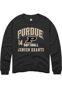 Jensen Krantz  Rally Purdue Boilermakers Mens Black NIL Arch Logo Long Sleeve Crew Sweatshirt