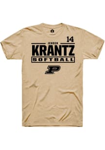 Jensen Krantz  Purdue Boilermakers Tan Rally NIL Stacked Box Short Sleeve T Shirt