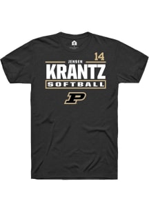 Jensen Krantz  Purdue Boilermakers Black Rally NIL Stacked Box Short Sleeve T Shirt