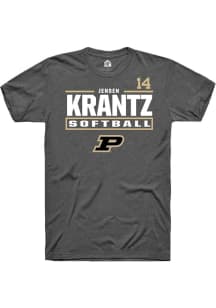 Jensen Krantz  Purdue Boilermakers Grey Rally NIL Stacked Box Short Sleeve T Shirt