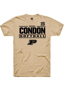 Maura Condon  Purdue Boilermakers Tan Rally NIL Stacked Box Short Sleeve T Shirt