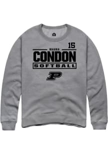 Maura Condon  Rally Purdue Boilermakers Mens Graphite NIL Stacked Box Long Sleeve Crew Sweatshirt
