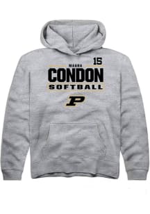 Maura Condon  Rally Purdue Boilermakers Youth Grey NIL Stacked Box Long Sleeve Hoodie