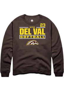 Alysa Del Val  Rally Western Michigan Broncos Mens Brown NIL Stacked Box Long Sleeve Crew Sweatshi..