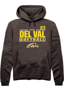 Alysa Del Val  Rally Western Michigan Broncos Mens Brown NIL Stacked Box Long Sleeve Hoodie