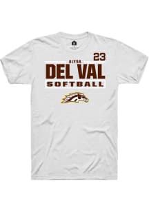 Alysa Del Val  Western Michigan Broncos White Rally NIL Stacked Box Short Sleeve T Shirt