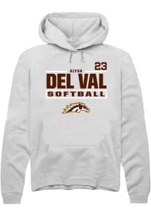Alysa Del Val  Rally Western Michigan Broncos Mens White NIL Stacked Box Long Sleeve Hoodie