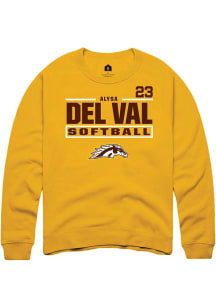 Alysa Del Val  Rally Western Michigan Broncos Mens Gold NIL Stacked Box Long Sleeve Crew Sweatshir..