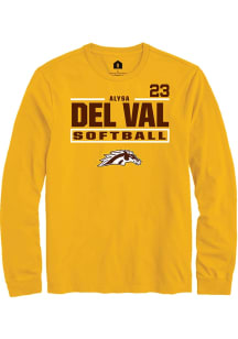 Alysa Del Val  Western Michigan Broncos Gold Rally NIL Stacked Box Long Sleeve T Shirt