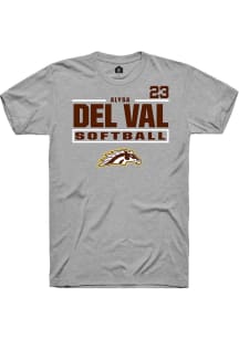 Alysa Del Val  Western Michigan Broncos Grey Rally NIL Stacked Box Short Sleeve T Shirt