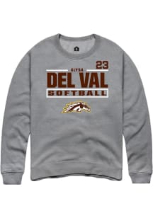 Alysa Del Val  Rally Western Michigan Broncos Mens Grey NIL Stacked Box Long Sleeve Crew Sweatshir..