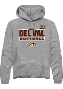 Alysa Del Val  Rally Western Michigan Broncos Mens Grey NIL Stacked Box Long Sleeve Hoodie