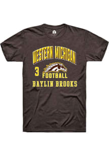 Baylin Brooks  Western Michigan Broncos Brown Rally Football NIL Arch Logo Short Sleeve T Shirt