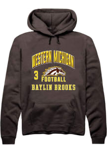 Baylin Brooks  Rally Western Michigan Broncos Mens Brown Football NIL Arch Logo Long Sleeve Hoodie