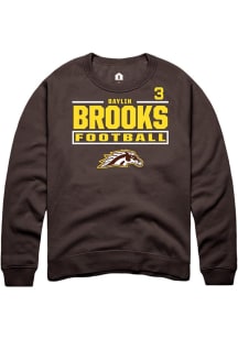 Baylin Brooks  Rally Western Michigan Broncos Mens Brown Football NIL Stacked Box Long Sleeve Crew..
