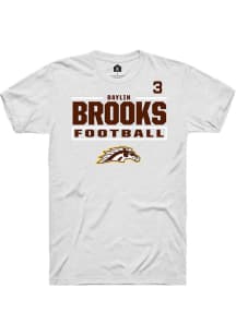 Baylin Brooks  Western Michigan Broncos White Rally Football NIL Stacked Box Short Sleeve T Shirt