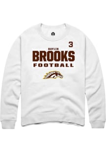 Baylin Brooks  Rally Western Michigan Broncos Mens White Football NIL Stacked Box Long Sleeve Crew..