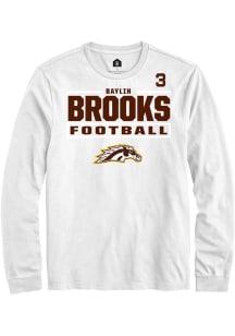 Baylin Brooks  Western Michigan Broncos White Rally Football NIL Stacked Box Long Sleeve T Shirt