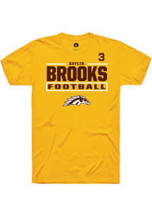 Baylin Brooks  Western Michigan Broncos Gold Rally Football NIL Stacked Box Short Sleeve T Shirt