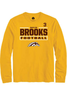 Baylin Brooks  Western Michigan Broncos Gold Rally Football NIL Stacked Box Long Sleeve T Shirt