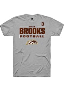Baylin Brooks  Western Michigan Broncos Grey Rally Football NIL Stacked Box Short Sleeve T Shirt