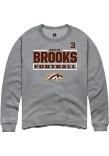 Baylin Brooks  Rally Western Michigan Broncos Mens Grey Football NIL Stacked Box Long Sleeve Crew..