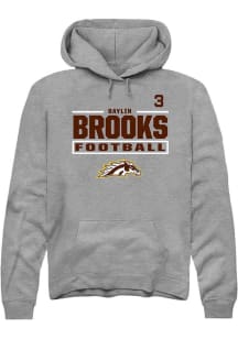 Baylin Brooks  Rally Western Michigan Broncos Mens Grey Football NIL Stacked Box Long Sleeve Hoodi..