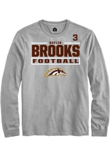 Baylin Brooks  Western Michigan Broncos Grey Rally Football NIL Stacked Box Long Sleeve T Shirt