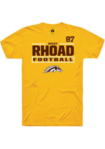 Brady Rhoad  Western Michigan Broncos Gold Rally Football NIL Stacked Box Short Sleeve T Shirt