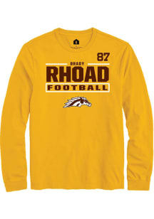 Brady Rhoad  Western Michigan Broncos Gold Rally Football NIL Stacked Box Long Sleeve T Shirt