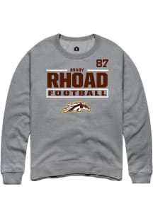 Brady Rhoad  Rally Western Michigan Broncos Mens Grey Football NIL Stacked Box Long Sleeve Crew Sw..