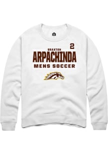 Braxton Arpachinda  Rally Western Michigan Broncos Mens White NIL Stacked Box Long Sleeve Crew Swe..
