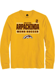 Braxton Arpachinda  Western Michigan Broncos Gold Rally NIL Stacked Box Long Sleeve T Shirt