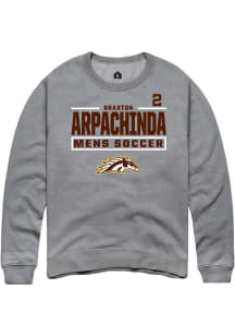 Braxton Arpachinda  Rally Western Michigan Broncos Mens Grey NIL Stacked Box Long Sleeve Crew Swea..