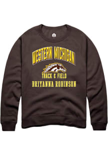 BriYanna Robinson  Rally Western Michigan Broncos Mens Brown NIL Arch Logo Long Sleeve Crew Sweats..