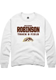 BriYanna Robinson  Rally Western Michigan Broncos Mens White NIL Stacked Box Long Sleeve Crew Swea..