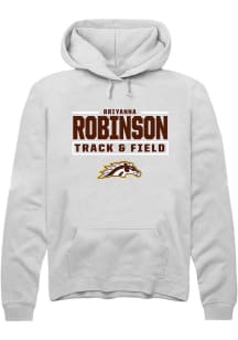 BriYanna Robinson  Rally Western Michigan Broncos Mens White NIL Stacked Box Long Sleeve Hoodie