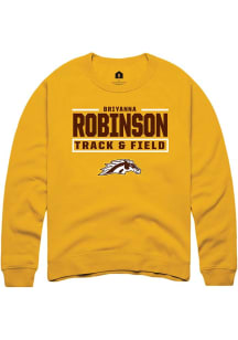 BriYanna Robinson  Rally Western Michigan Broncos Mens Gold NIL Stacked Box Long Sleeve Crew Sweat..