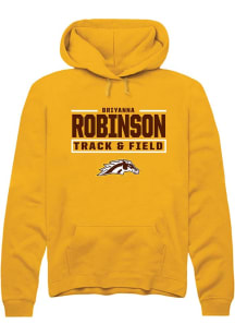 BriYanna Robinson  Rally Western Michigan Broncos Mens Gold NIL Stacked Box Long Sleeve Hoodie