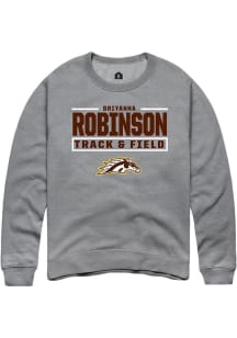 BriYanna Robinson  Rally Western Michigan Broncos Mens Grey NIL Stacked Box Long Sleeve Crew Sweat..