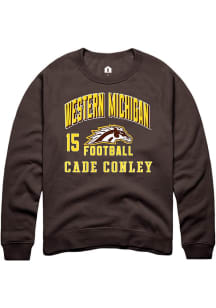 Cade Conley  Rally Western Michigan Broncos Mens Brown Football NIL Arch Logo Long Sleeve Crew Swe..