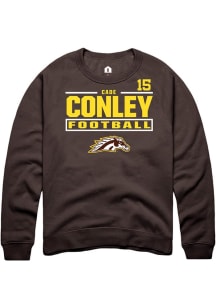 Cade Conley  Rally Western Michigan Broncos Mens Brown Football NIL Stacked Box Long Sleeve Crew S..