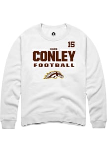 Cade Conley  Rally Western Michigan Broncos Mens White Football NIL Stacked Box Long Sleeve Crew S..